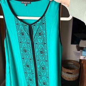 Adrianna Papell Teal Top with Black Detailing
